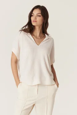 Cashmere Wool Waffle Knit Top  - Milk