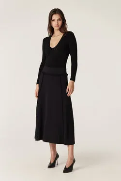 Crepe Fringe Skirt - Black