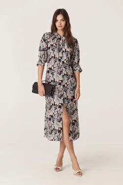 Leigh Midi Dress - Orchid Print