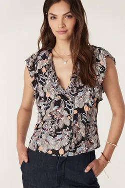 Leigh Frill Top - Orchid Print