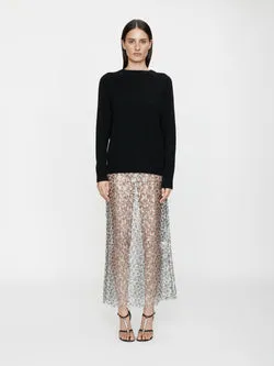 Sequinned Lace Column Skirt