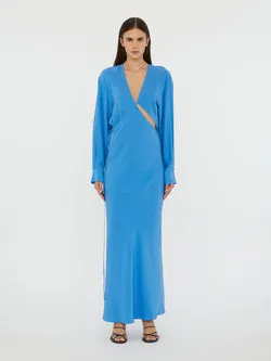 Crosscut Silk Long Sleeve Dress