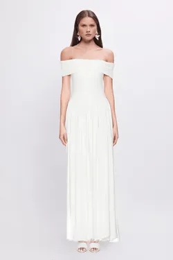 Christy Mesh Sheer Skirt Dress - White