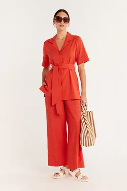 Island Tie Shirt - Cayenne