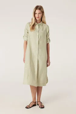Pure Linen Shirt Dress - Pistachio