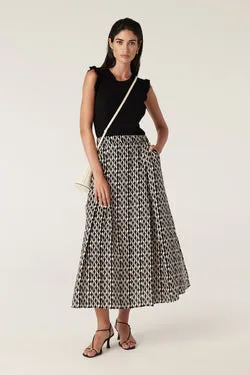 Drift Linen Skirt - Ripple Print