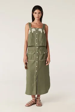 Sandpipper Linen Skirt - Dark Sage