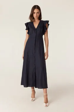 Bellevue Linen Dress - Navy