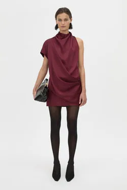 Aeris Draped Satin Mini Dress