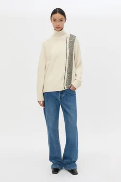 Tusk Stripe Detail Knit Turtleneck