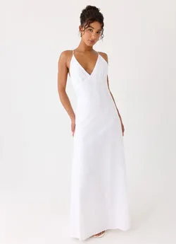 Calianna Linen Maxi Dress - White