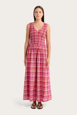 Carlotta Dress - Merlot Check