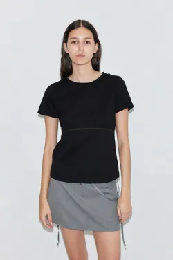 Wool Tie Mini Skirt - Grey Stripe