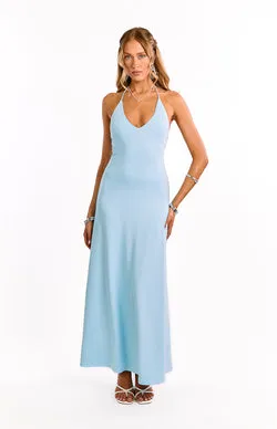 Chevelle Light Blue Halter Maxi Dress