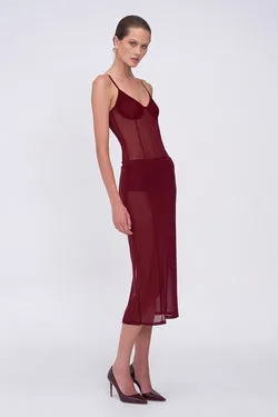 Christy Mesh Panelled Midi Skirt with Brief