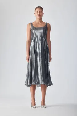 MIRA MIDI DRESS-NOIR/METALLIC