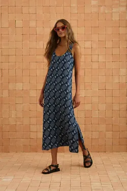Courtney Dress In Abstract Denim