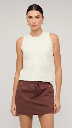Cotton-Blend Knit Tank Top In White