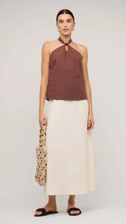 Cream A-Line Midi Skirt