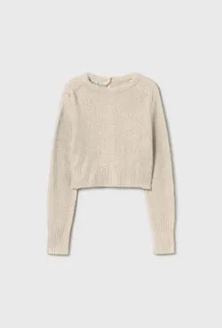 Alpaca Reversed Cropped Cardigan Natural