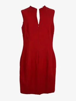 Cue Crimson Raw Edge Fitted Midi Dress Size 10