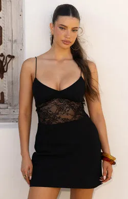 Cure Black Lace Detail Mini Dress