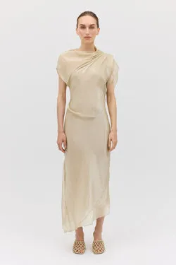 CHAMPAGNE LIQUID ORGANZA DECODE DRESS