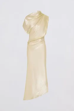 CHAMPAGNE LIQUID ORGANZA DECODE DRESS