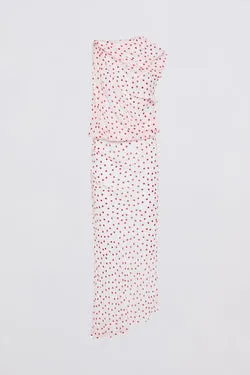 RED POLKA DOT CHIFFON TUMBLE DRESS
