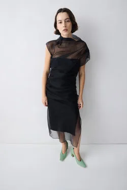 BLACK ORGANZA EMULATE DRESS