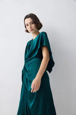 PETROL SILK ILLUSIONIST DRESS