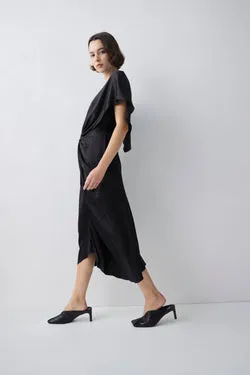 BLACK SILK ILLUSIONIST DRESS