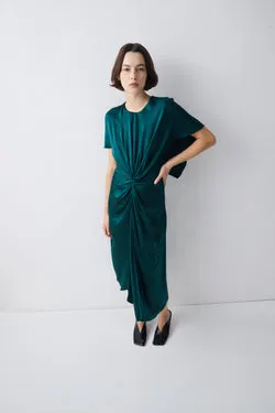 PETROL SILK ILLUSIONIST DRESS