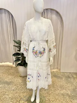 Fillyboo Charm Your Way Embroidered Maxi Dress in Rosey Tea - Size XS (8/10)