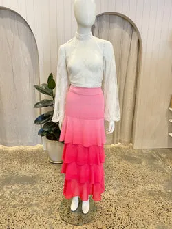 Carla Zampatti 'Passion Pink Ombre Cloud Nine' Skirt - Size 10