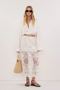 REINA IVORY LACE MIDI SKIRT