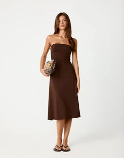 Darya Midi Dress (Chocolate)