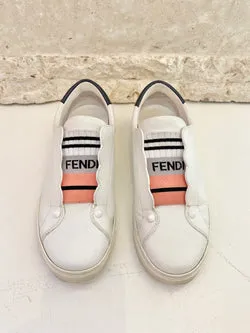 Fendi W Scallop Sneakers White, Navy and Pink - Size 37