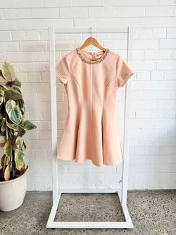 Miu Miu Woven Crystal Embelished Mini Dress in Pink - Size 38 (au10)