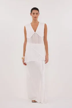 CARMEL WHITE RAMIE V NECK TOP