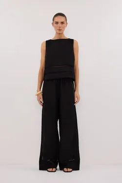 LINDSAY BLACK LINEN BOXY TOP