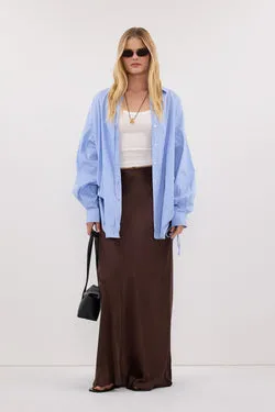 CHARLI BITTER CHOC SATIN MAXI SKIRT