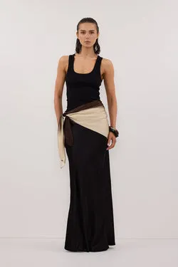 CHARLI BLACK SATIN MAXI SKIRT