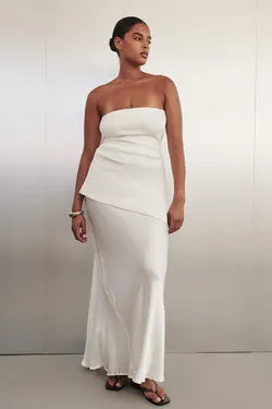 CHARLI WHITE SATIN MAXI SKIRT