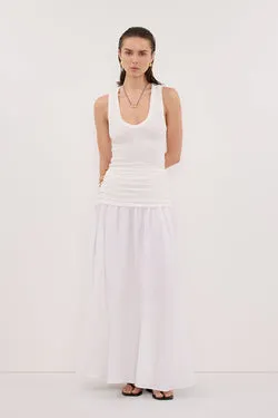 HALLIE WHITE LINEN MIDI SKIRT