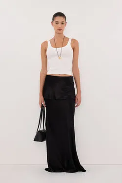 JELENA BLACK SATIN OVERLAY MAXI SKIRT