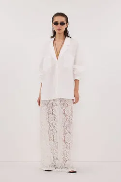 WILMA WHITE LACE MIDI SKIRT