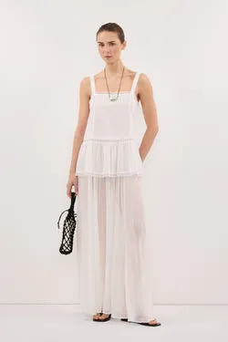 CORALIE OFF WHITE SHEER MIDI SKIRT