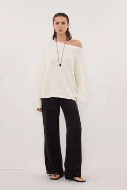 PIPER BLACK SILK STITCH DETAIL PANT
