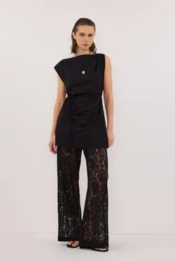 MARMO BLACK DRAPED MINI DRESS